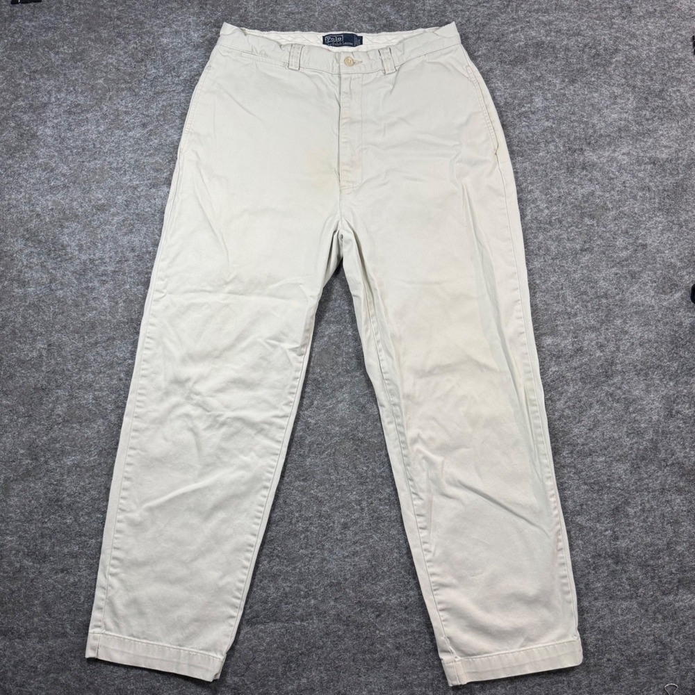 VTG Polo Ralph Lauren Chino Pants Mens 33x30 (Fits 30x28.5) Tan Khaki Twill